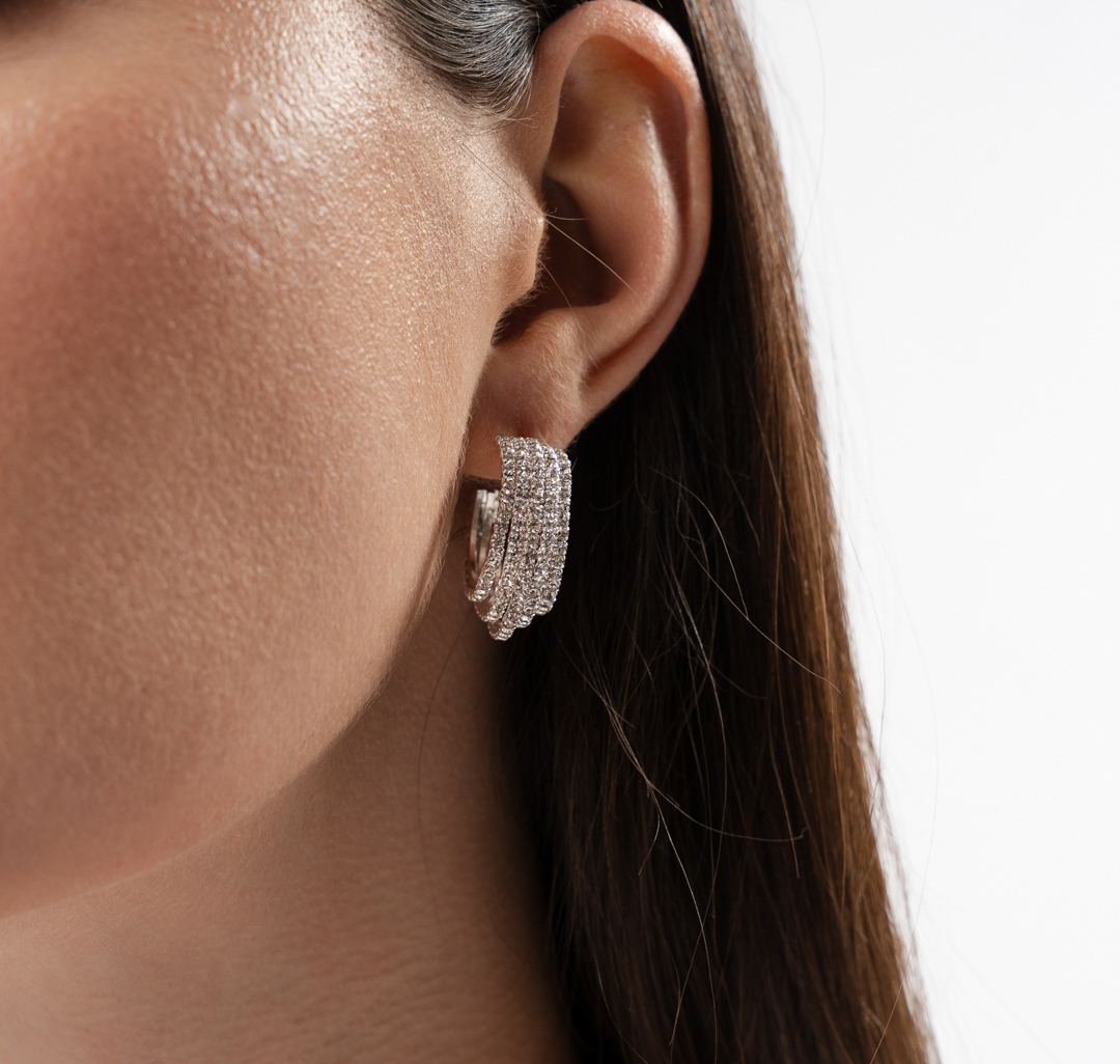 Серьги Мармалато, цвет белое серебро-прозрачный #1