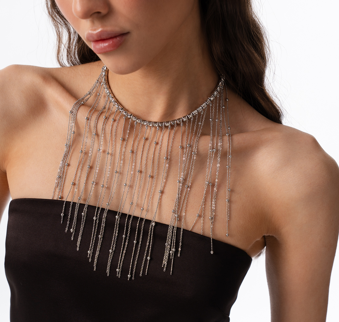 Колье Мармалато, цвет Серебро-прозрачный #5