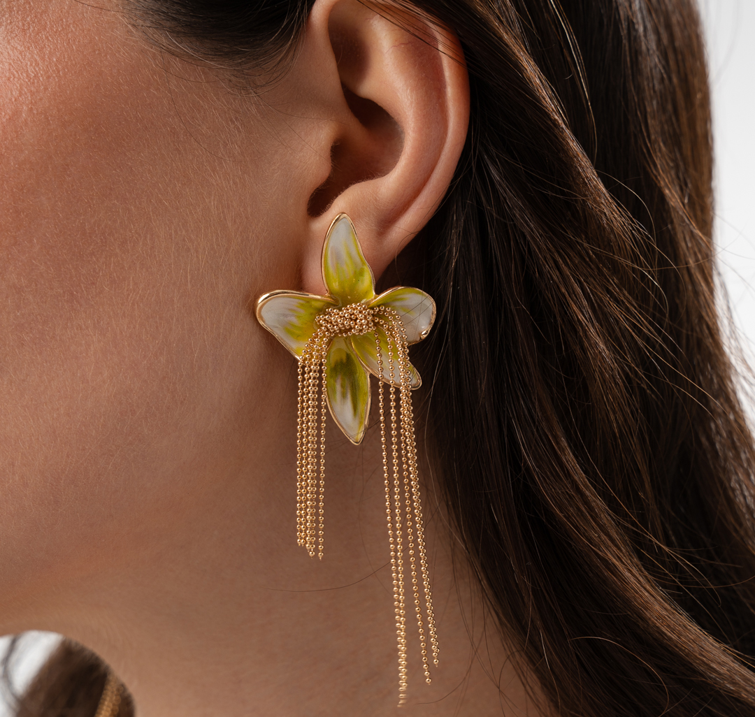 Серьги Мармалато, цвет золото-зеленый #1