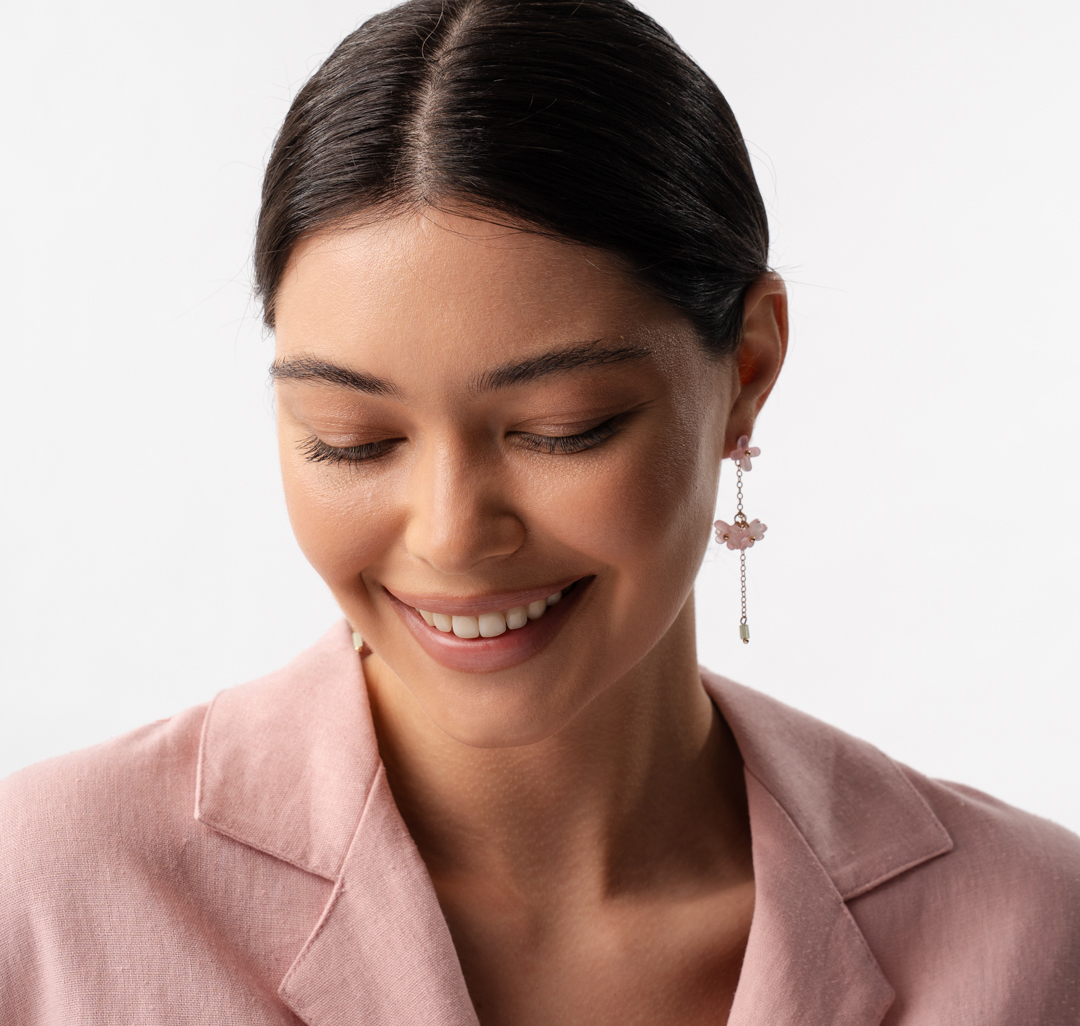 Серьги Мармалато, цвет розовый-зеленый-золото #3