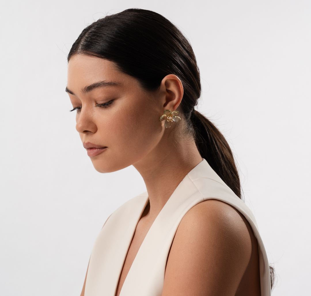 Серьги Мармалато, цвет светло-зеленый-золото #3