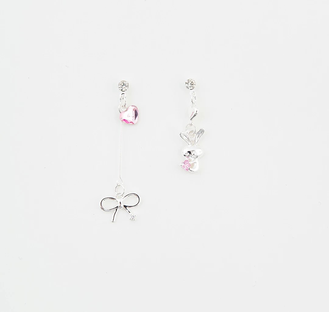 Серьги Мармалато, цвет белое серебро-розовый #1