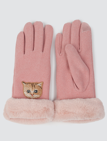 Женские перчатки с принтом котика