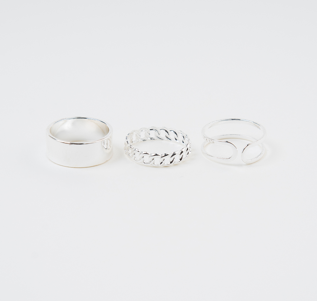 Набор колец (3 шт) Мармалато, цвет белое серебро #1