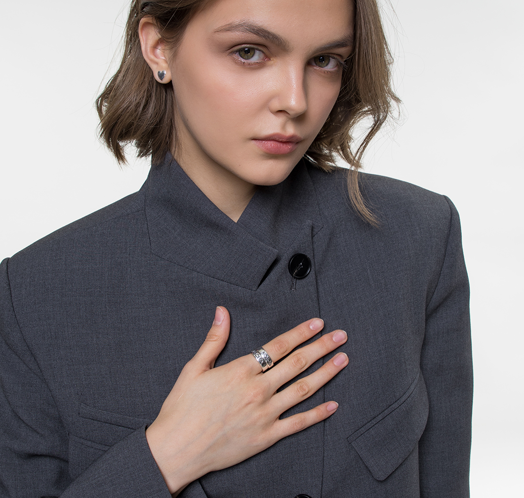 Набор колец (2 шт) Мармалато, цвет белое серебро-черный #2