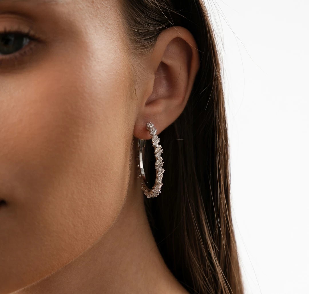 Серьги 1235-195 155512 цвет прозрачный-белое серебро