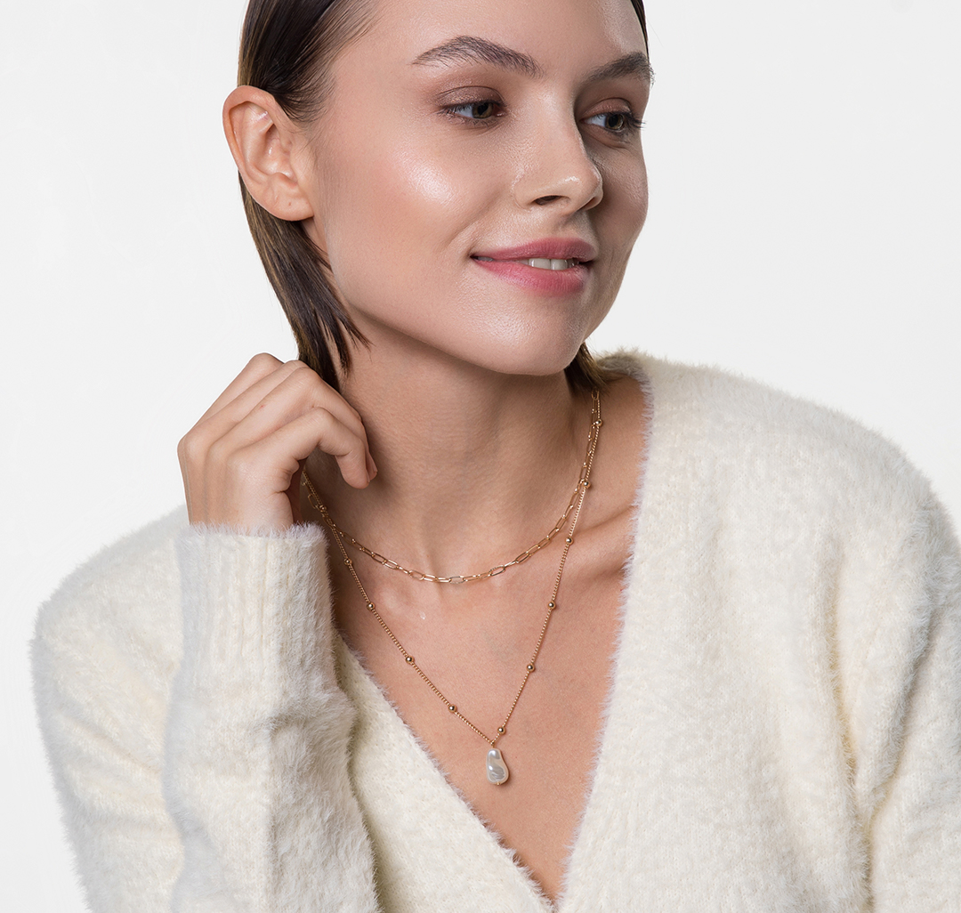 Набор колье (2 шт) Мармалато, цвет золото-жемчуг #5