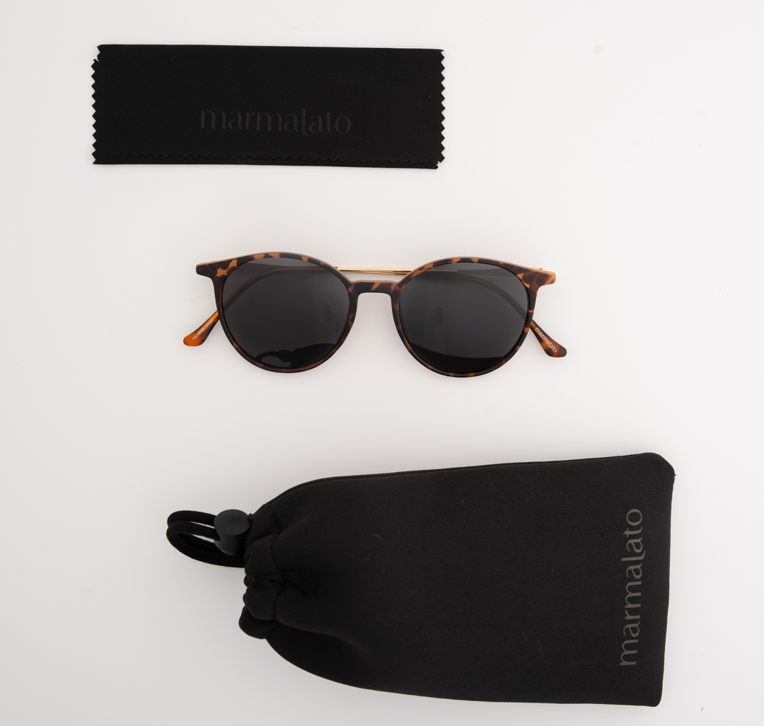 Очки с чехлом Мармалато, цвет черный-коричневый-золото #7