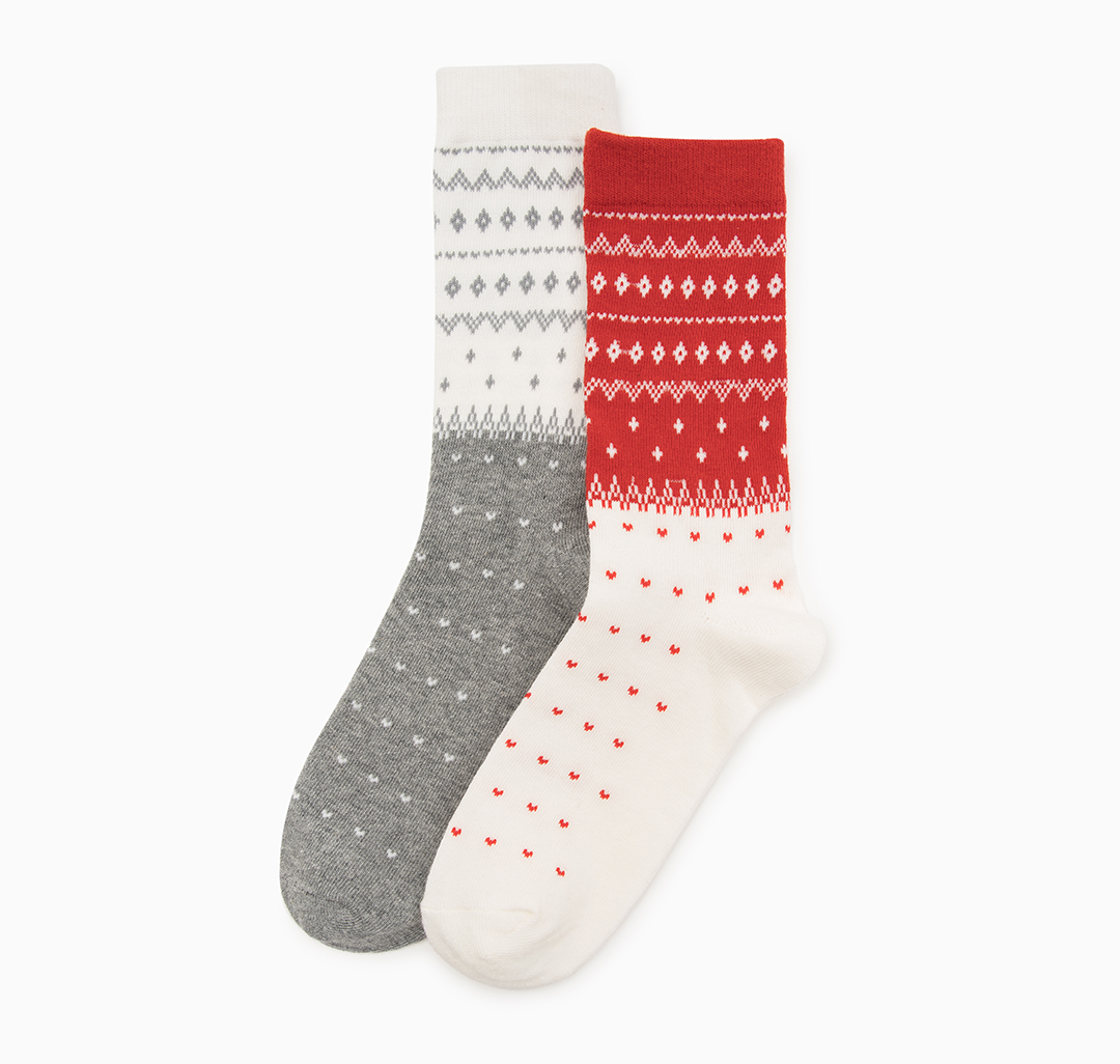 Носки (2 пары) Мармалато, цвет Молочный-красный-серый #1