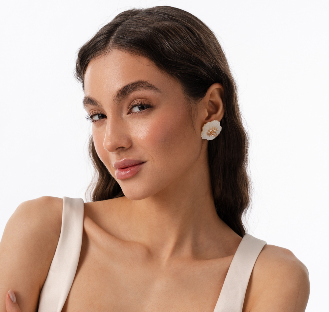 Серьги Мармалато, цвет Молочный-прозрачный-золото #3