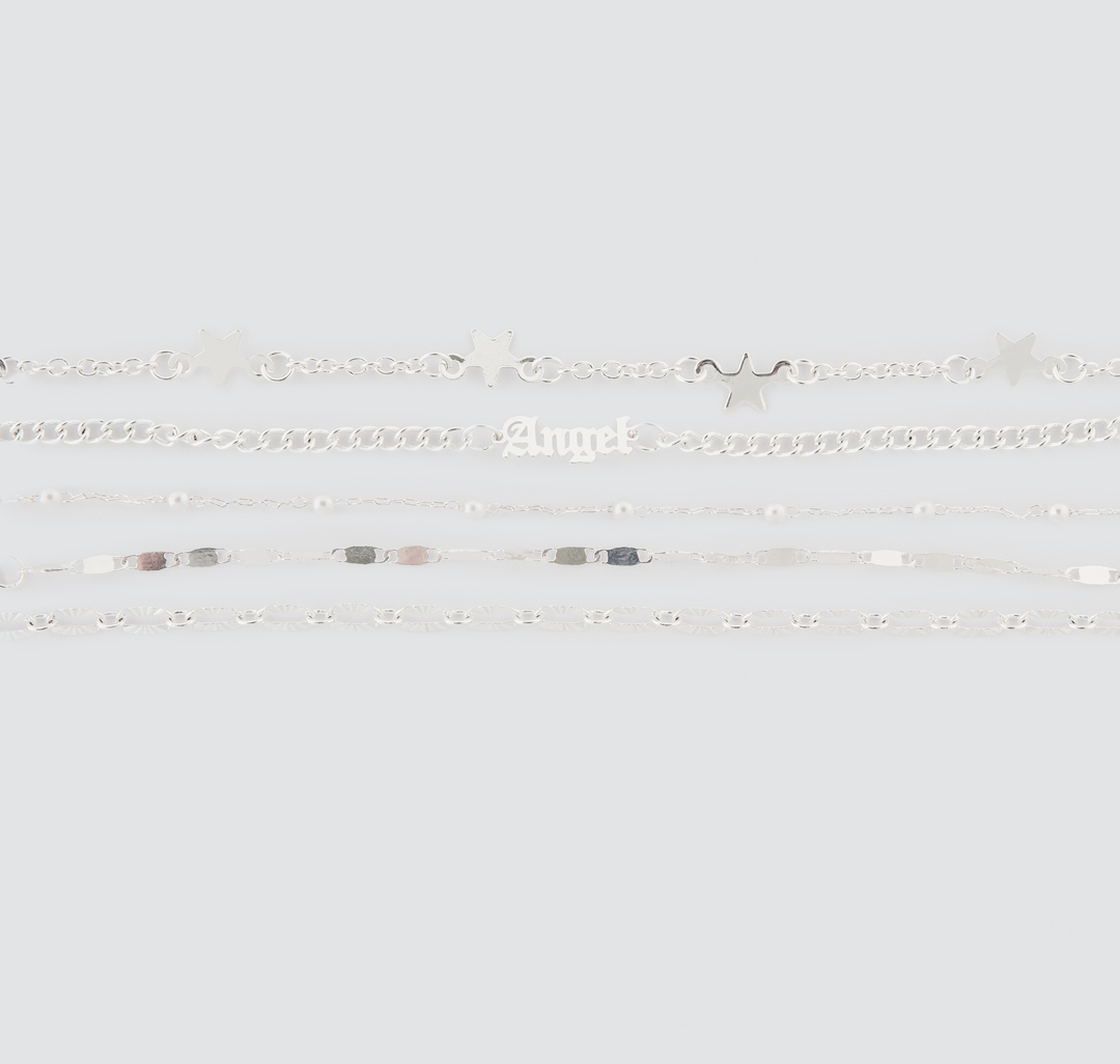 Набор браслетов (5 шт) Мармалато, цвет Серебро-белый жемчуг #1