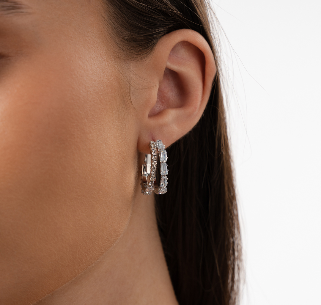 Серьги 1235-095 153308 цвет прозрачный-белое серебро