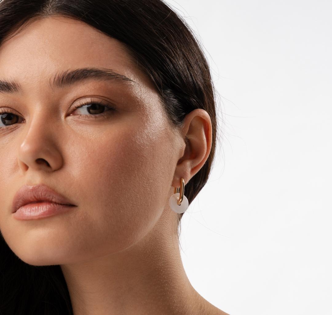 Серьги Мармалато, цвет молочный-золото #1