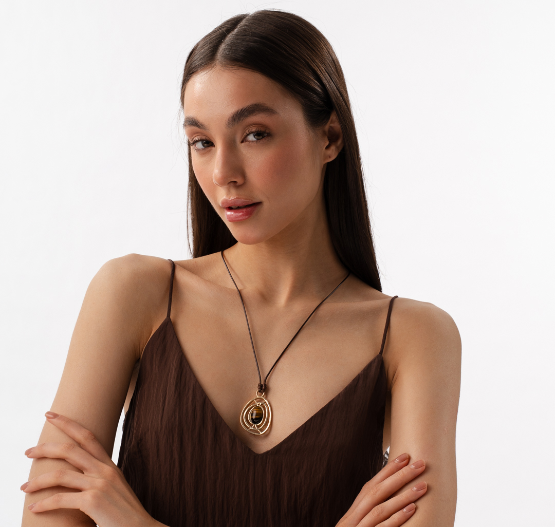 Колье Мармалато, цвет коричневый-золото #3