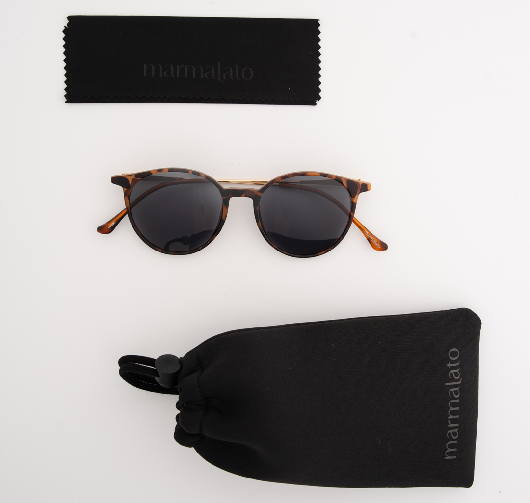 Очки с чехлом Мармалато, цвет черный-коричневый-золото #6