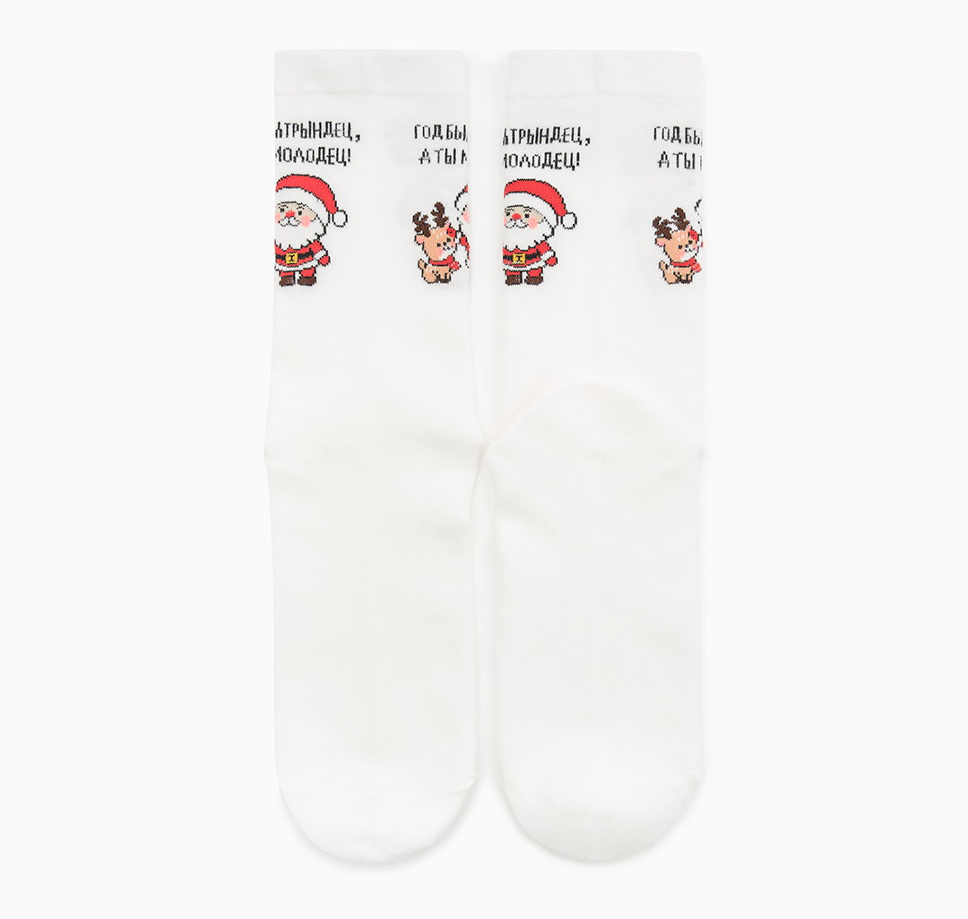 Носки (1 пара) Мармалато, цвет Белый-красный-коричневый #3