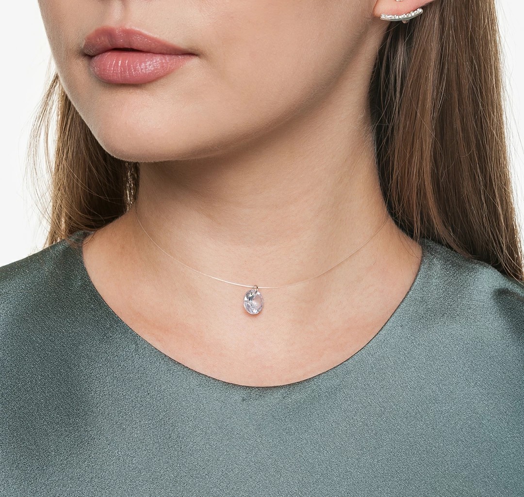 Колье, цвет -  Прозрачный-серебро Мармалато, цвет прозрачный-белое серебро #2