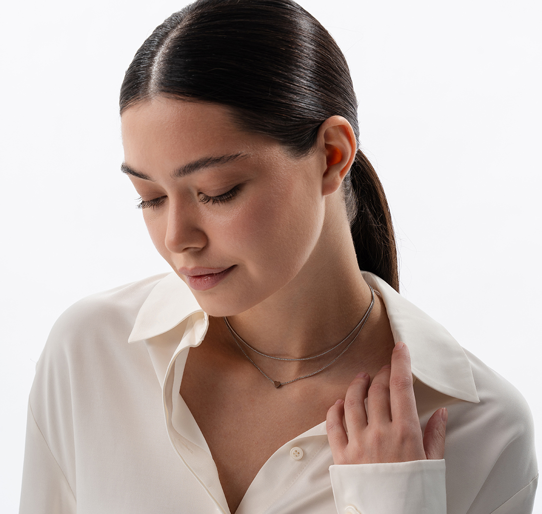 Набор колье (2шт) Мармалато, цвет серебро #5