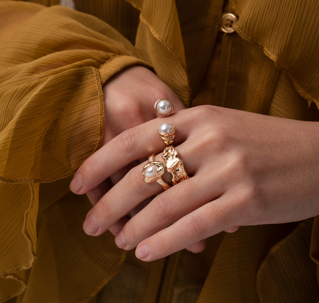 Набор колец (4 шт) Мармалато, цвет золото #1