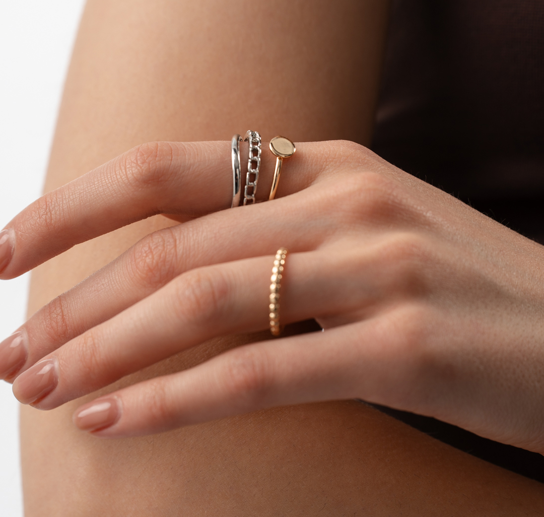 Набор колец (7 шт) Мармалато, цвет белое серебро-золото #1