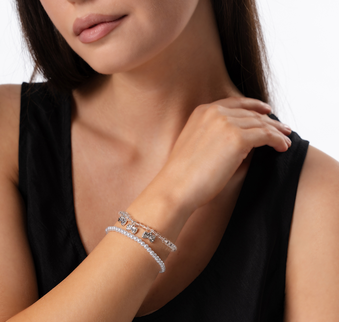 Набор браслетов (2 шт) Мармалато, цвет Жемчуг-прозрачный-серебро #3