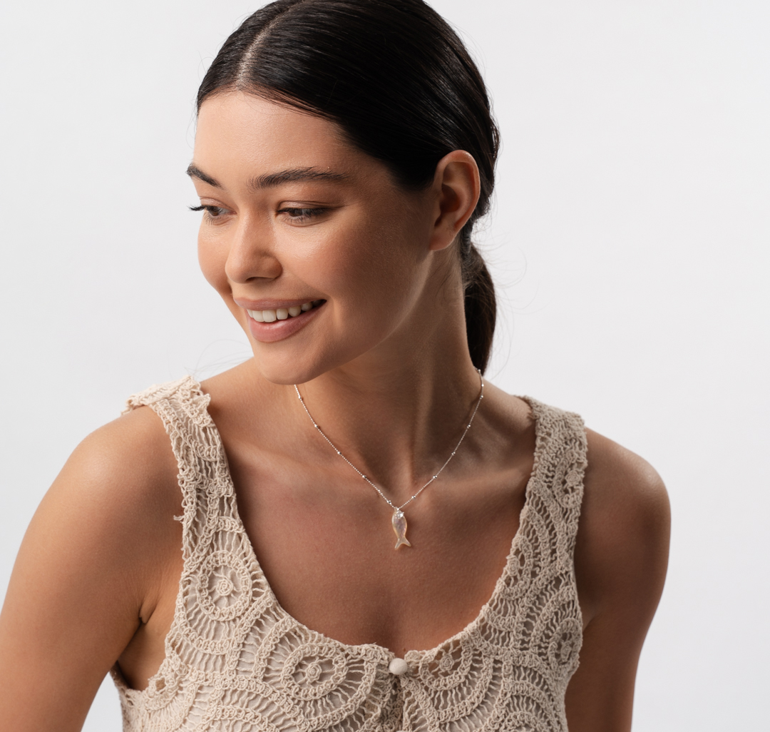 Колье Мармалато, цвет зеленый-белое серебро-прозрачный #3