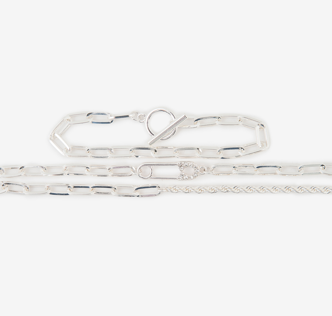 Набор браслетов (3 шт) Мармалато, цвет белое серебро-прозрачный #3