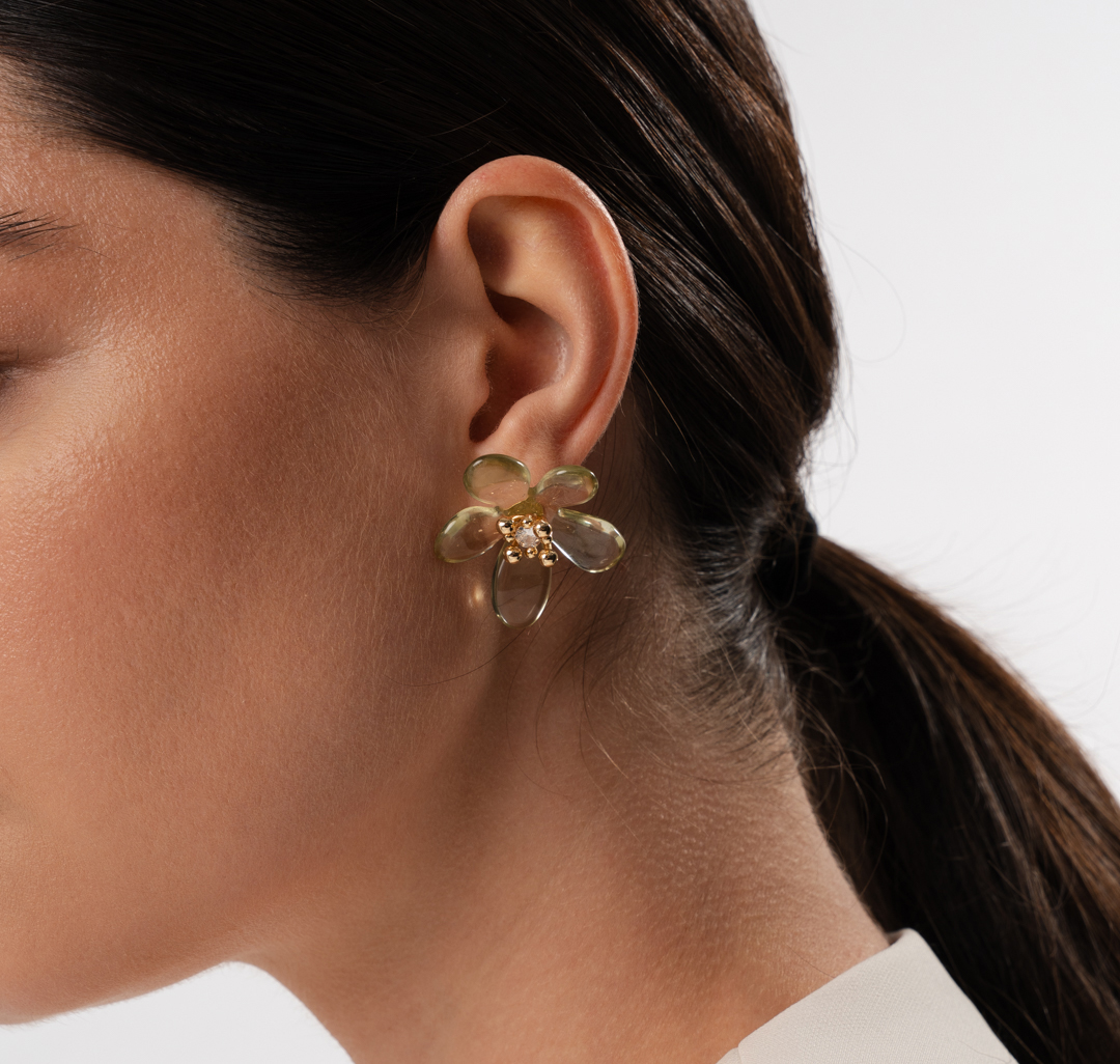 Серьги Мармалато, цвет светло-зеленый-золото #1