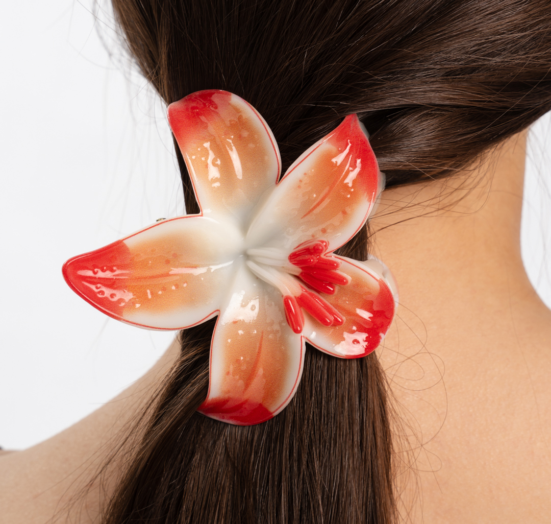 Заколка-краб Мармалато, цвет белый-оранжевый-персиковый #2