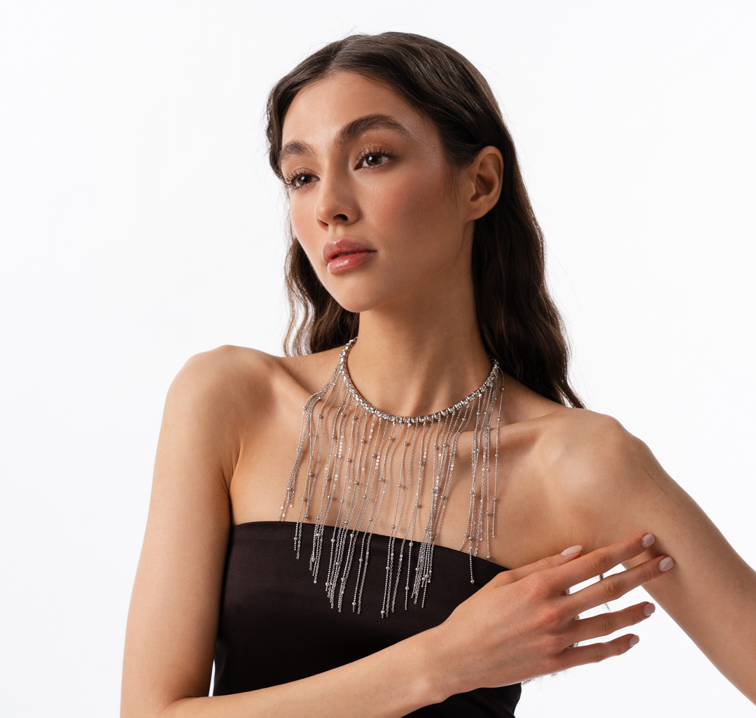 Колье Мармалато, цвет Серебро-прозрачный #4