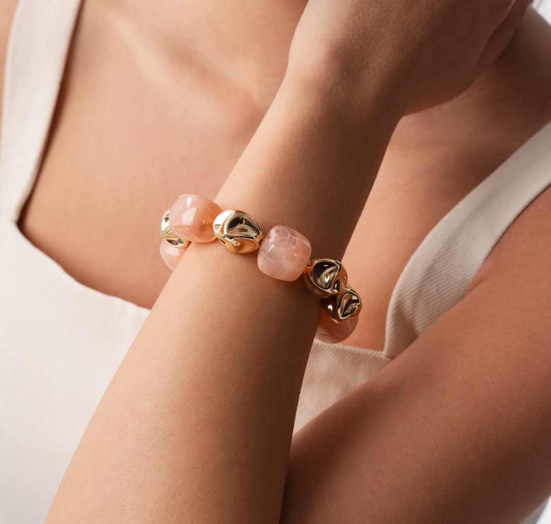 Браслет Мармалато, цвет розовый-золото #1