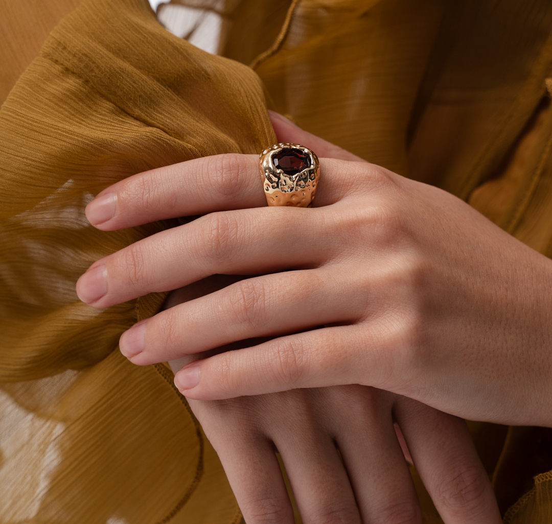 Кольцо Мармалато, цвет золото-коричневый #1