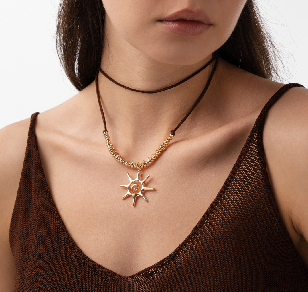 Набор колье (2 шт) Мармалато, цвет коричневый-золото #1