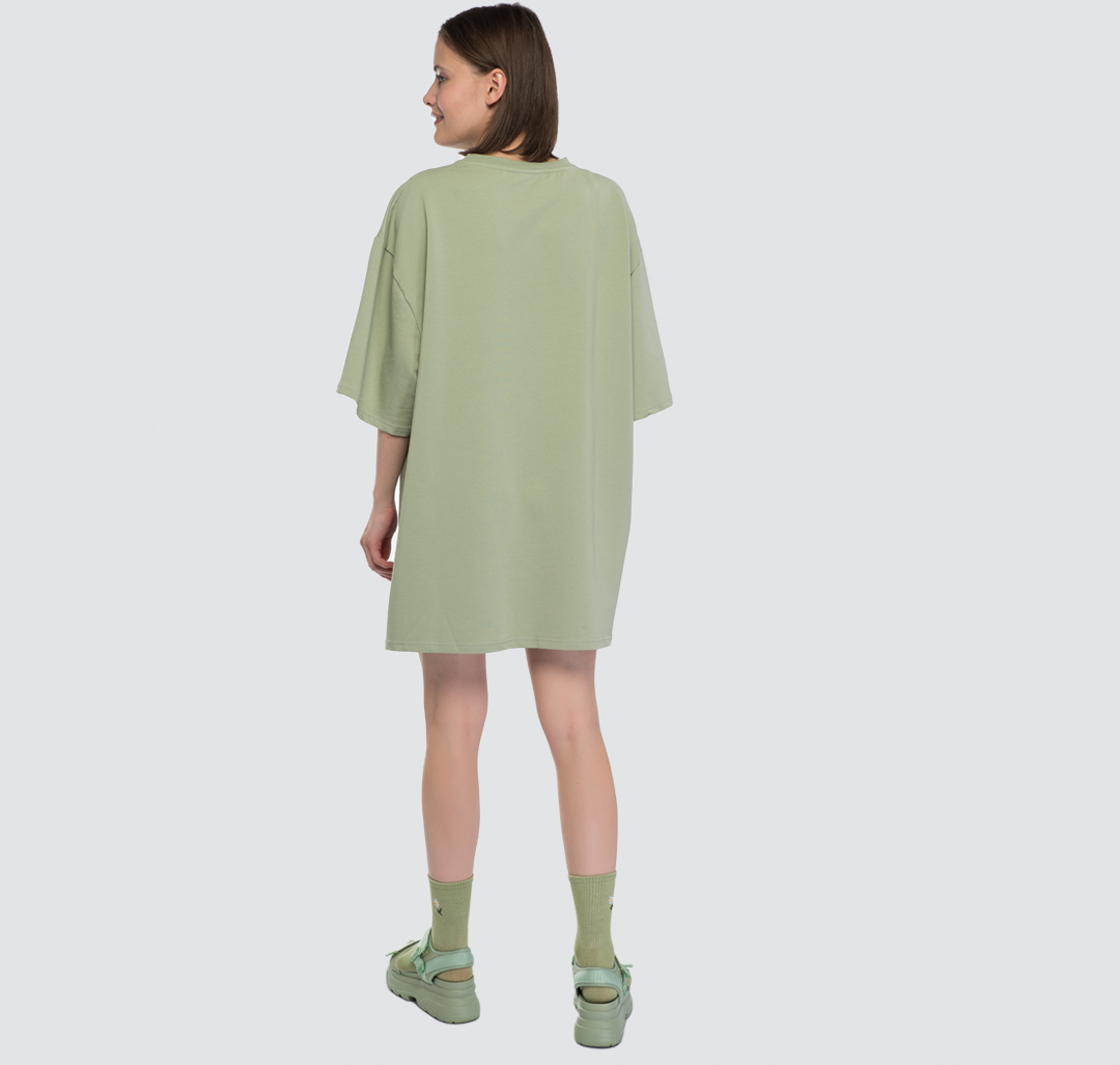 Платье-футболка Мармалато, цвет оливковый-белый #5