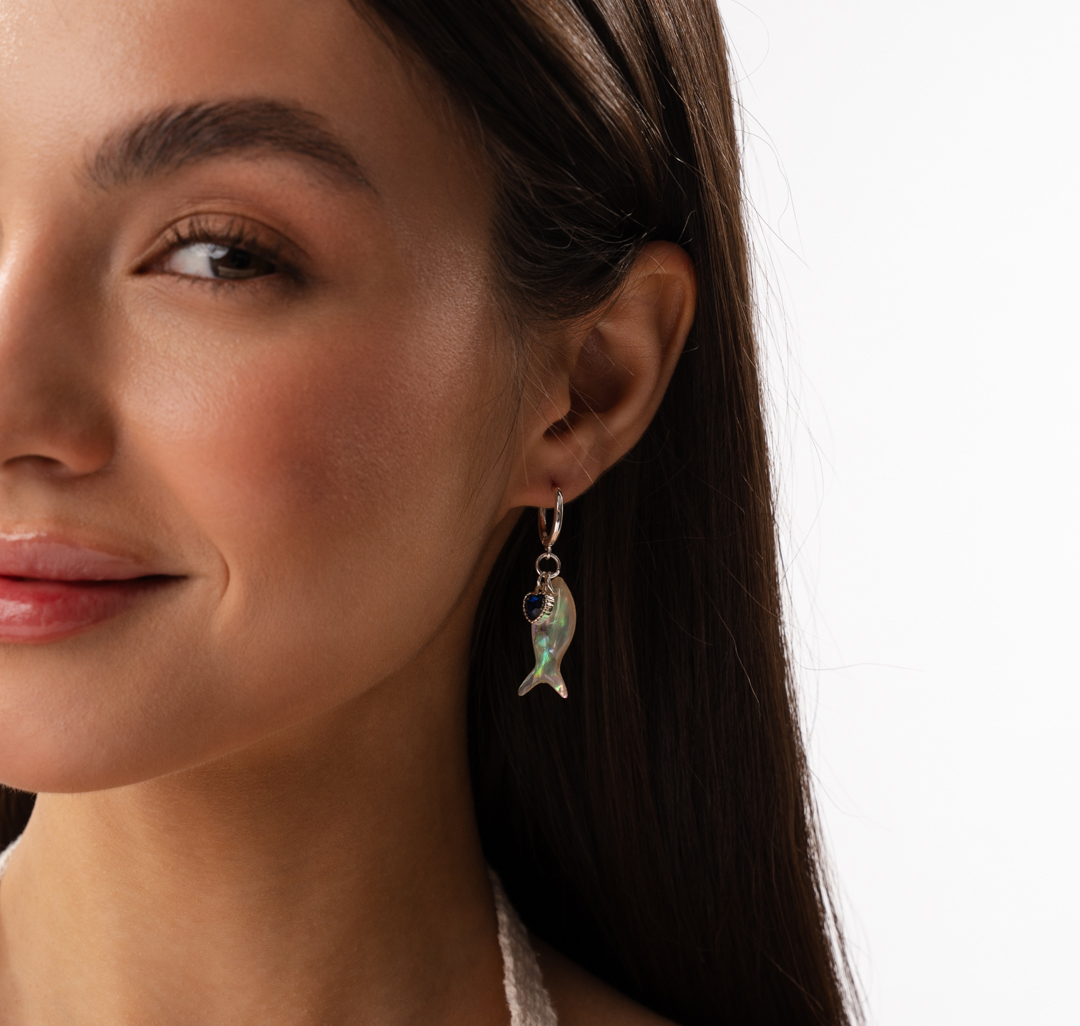 Серьги Мармалато, цвет белое серебро-мультиколор-синий #1