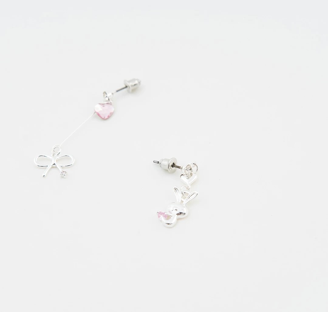 Серьги Мармалато, цвет белое серебро-розовый #2