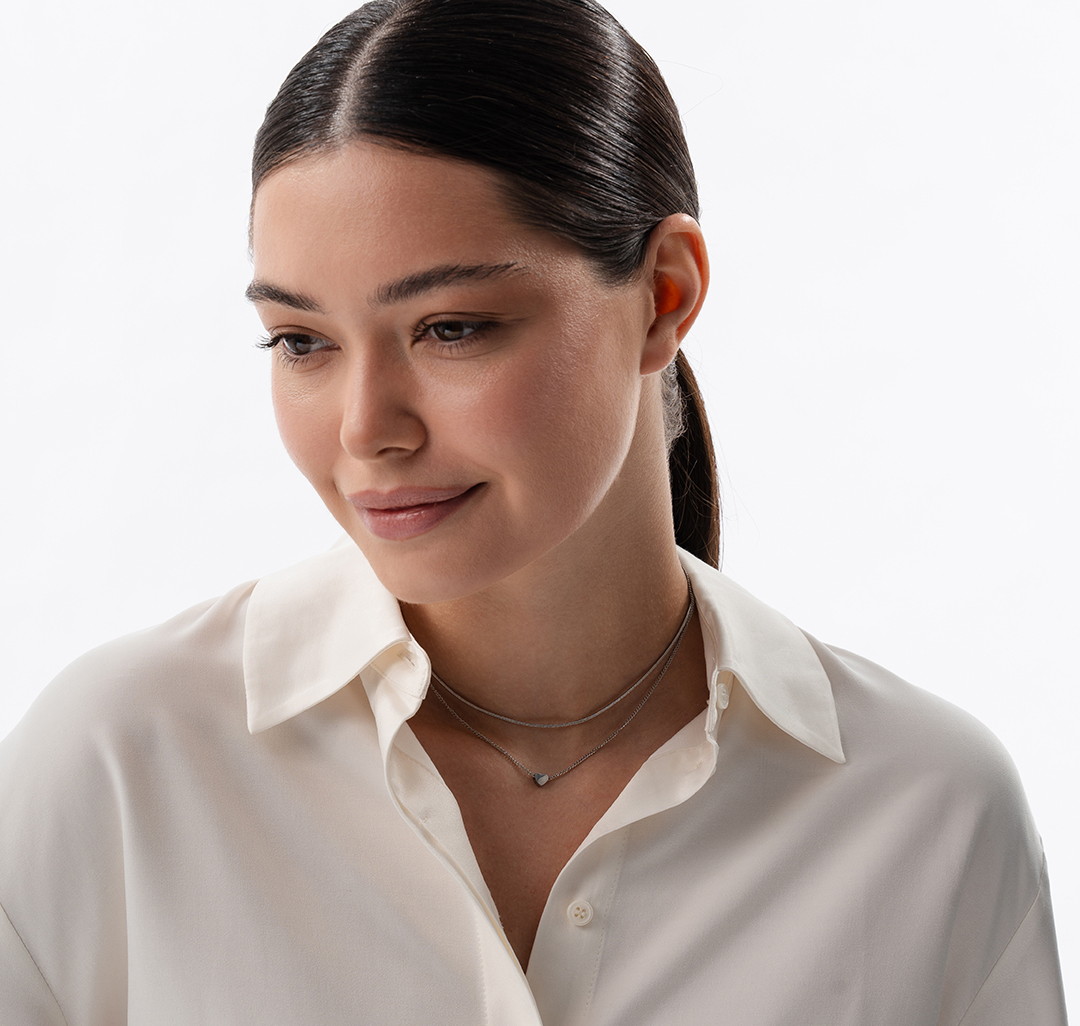 Набор колье (2шт) Мармалато, цвет Серебро #4