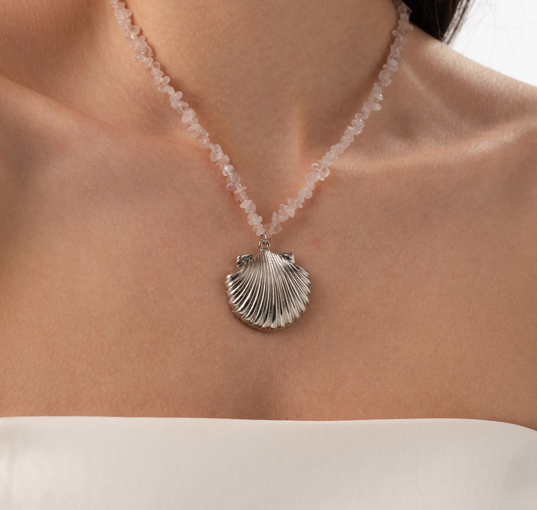 Колье Мармалато, цвет розовый-белое серебро #2