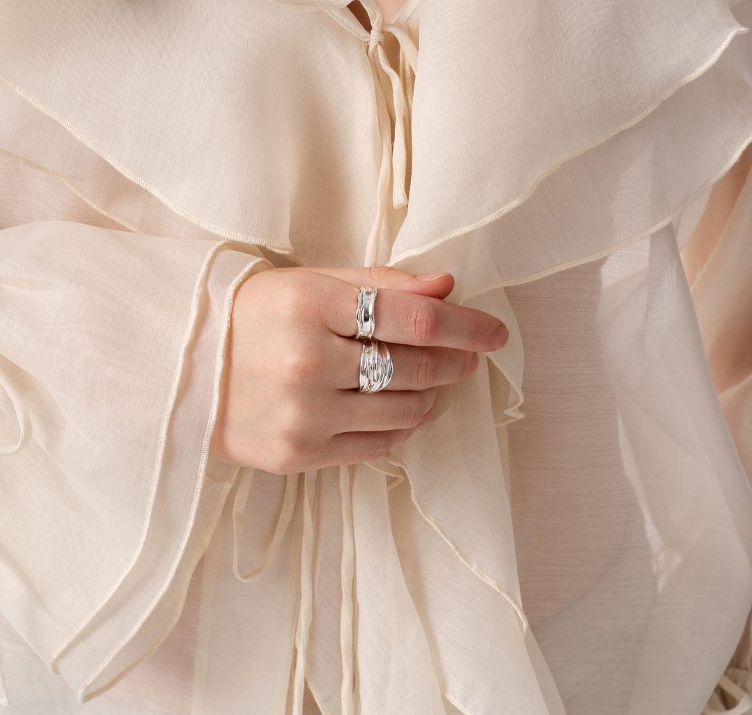 Набор колец (2 шт) Мармалато, цвет Белое серебро #3