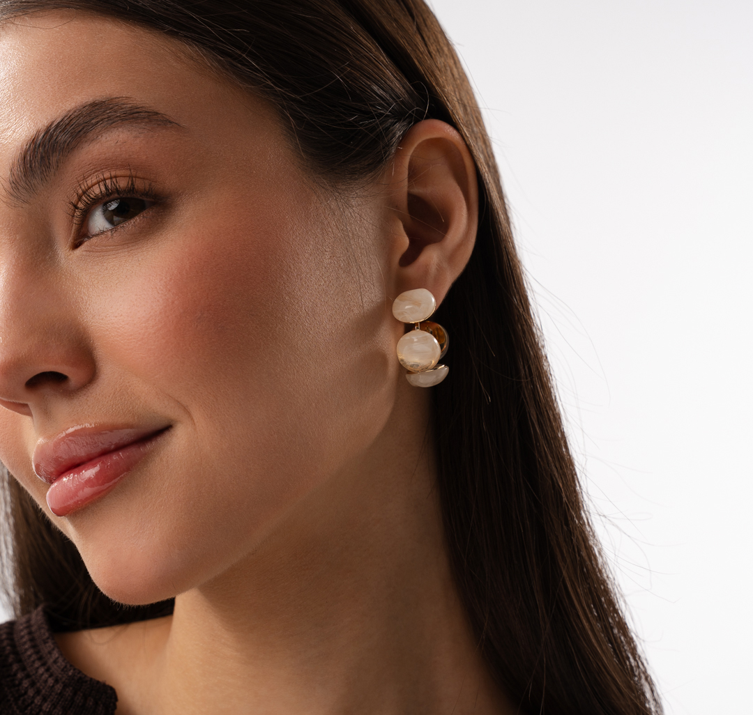 Серьги Мармалато, цвет молочный-золото #1