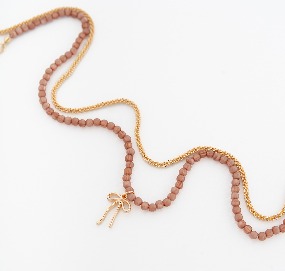 Набор колье (2 шт) Мармалато, цвет бежевый-золото #4