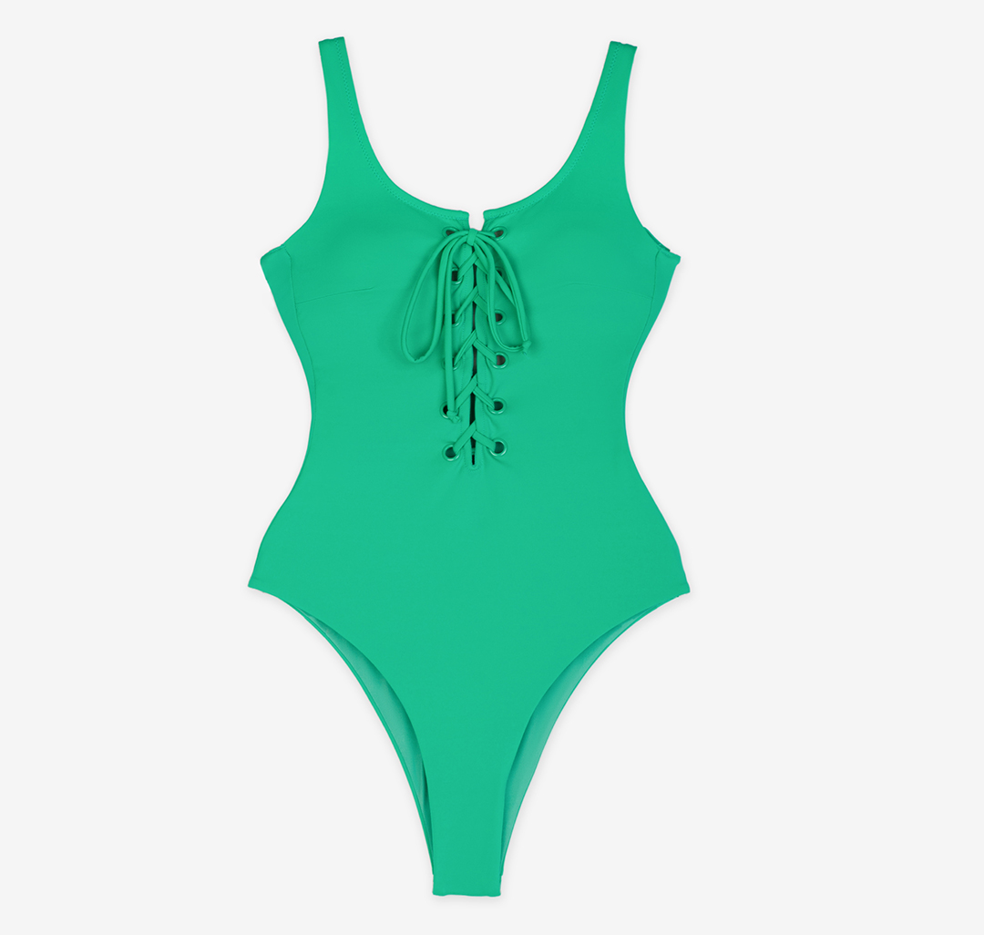 Слитный купальник в рубчик Мармалато, цвет Зеленый #2