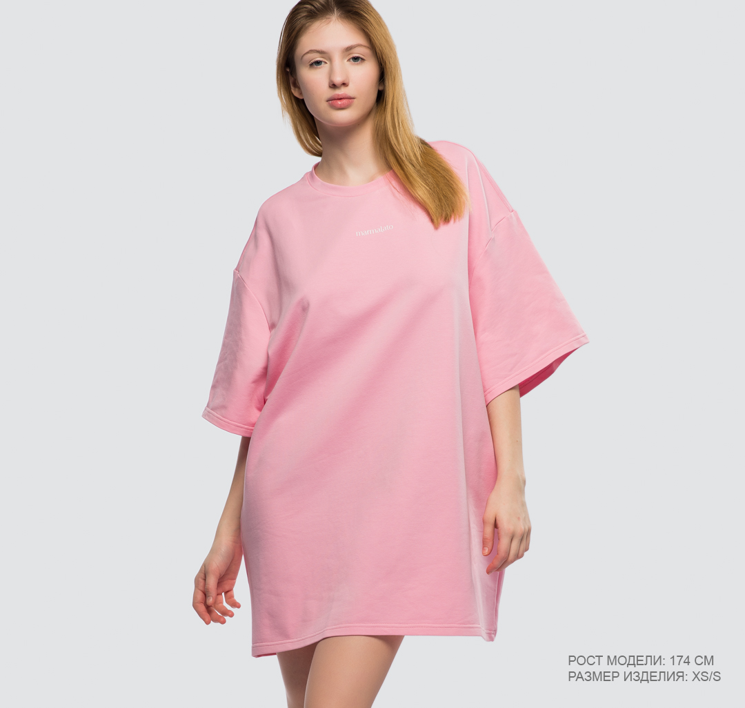 Платье-футболка Мармалато, цвет розовый-белый #1