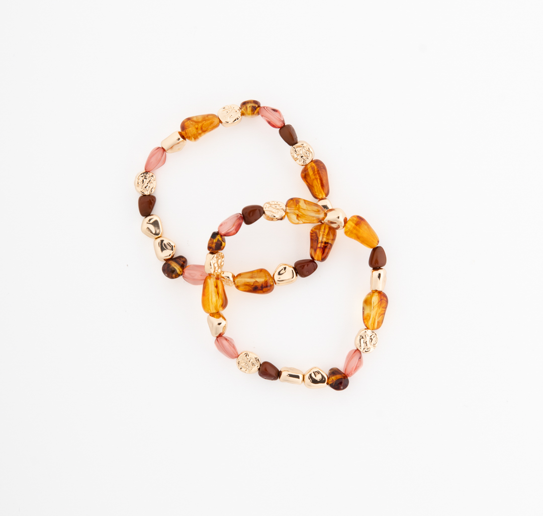 Набор браслетов (2 шт) Мармалато, цвет коричневый-золото #3