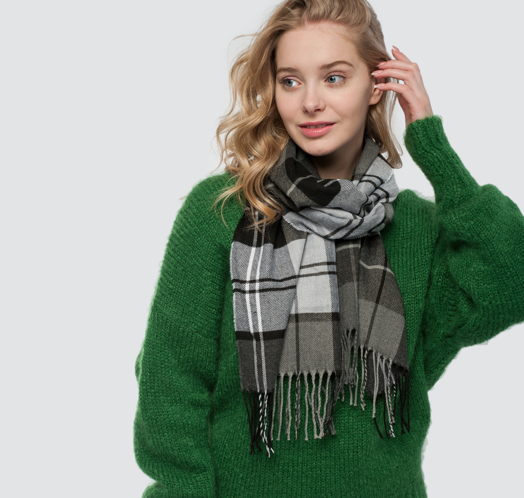 Палантин Мармалато, цвет Черный-серый-белый #1