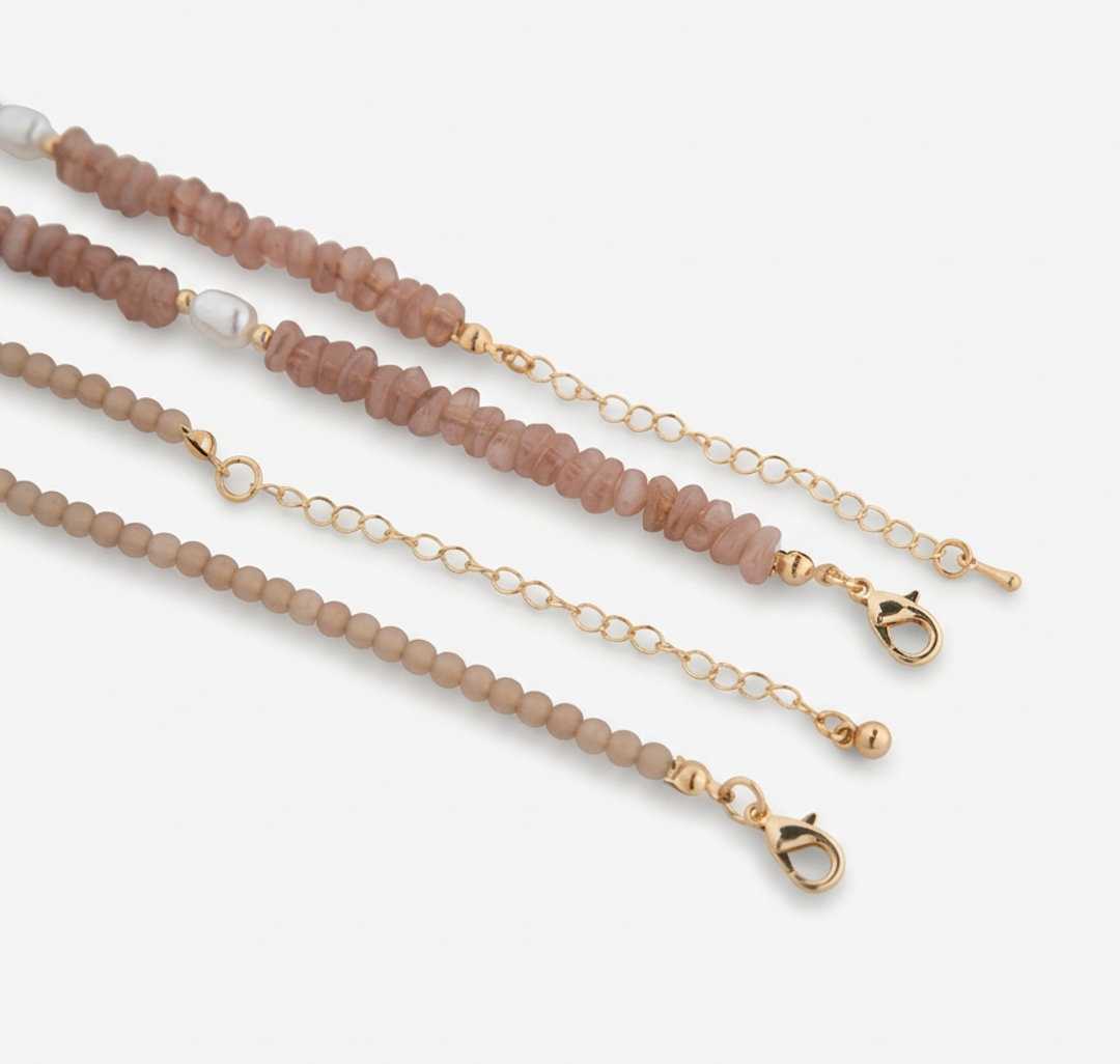 Набор колье (2 шт) Мармалато, цвет бежевый-зеленый-мультиколор #3