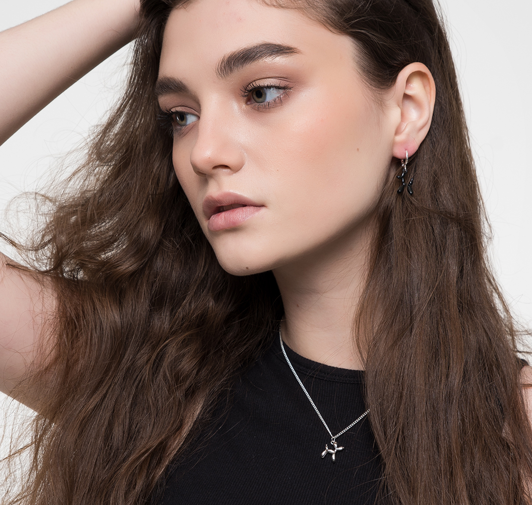 Серьги Мармалато, цвет черный-белое серебро #2