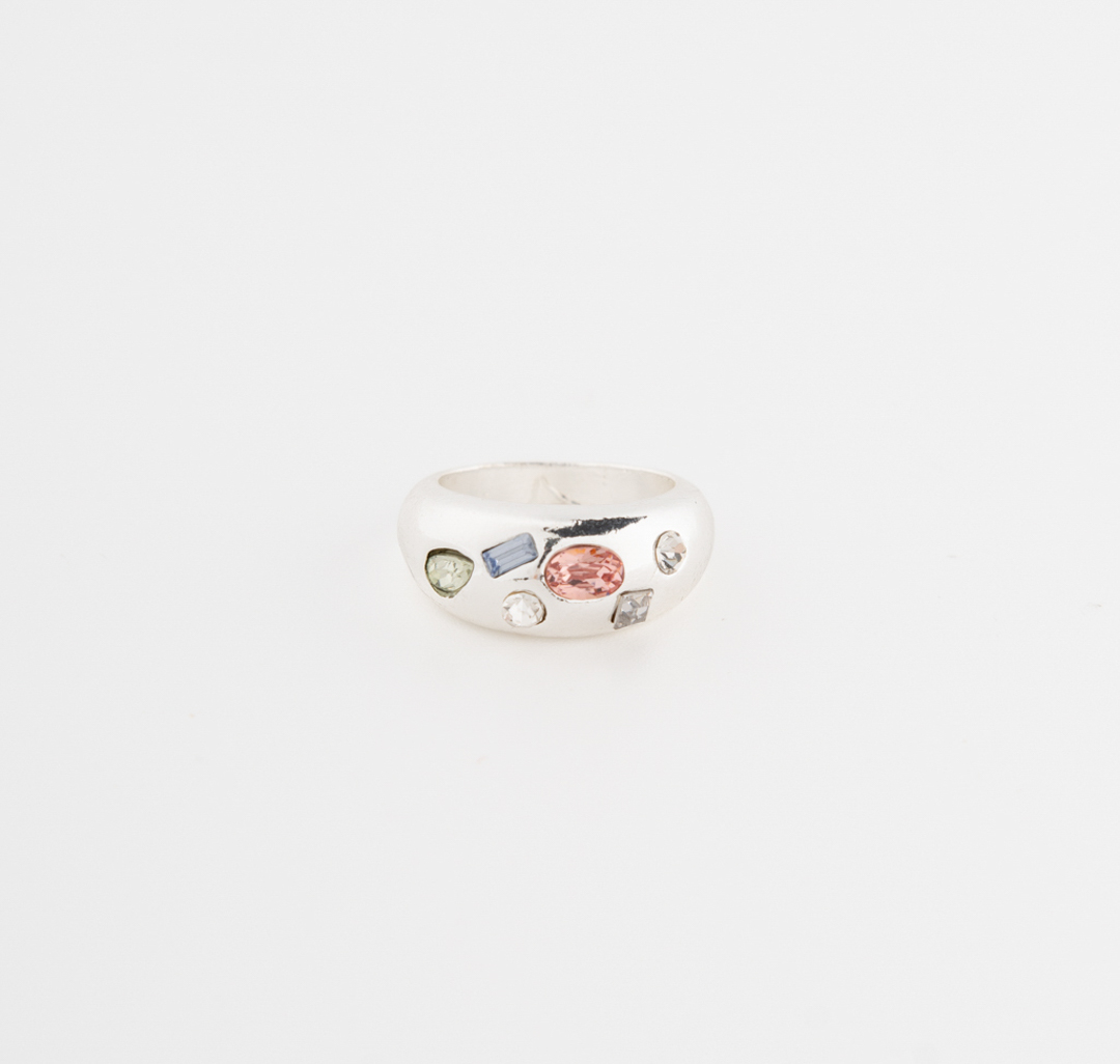 Кольцо Мармалато, цвет Белое серебро-прозрачный-голубой #1