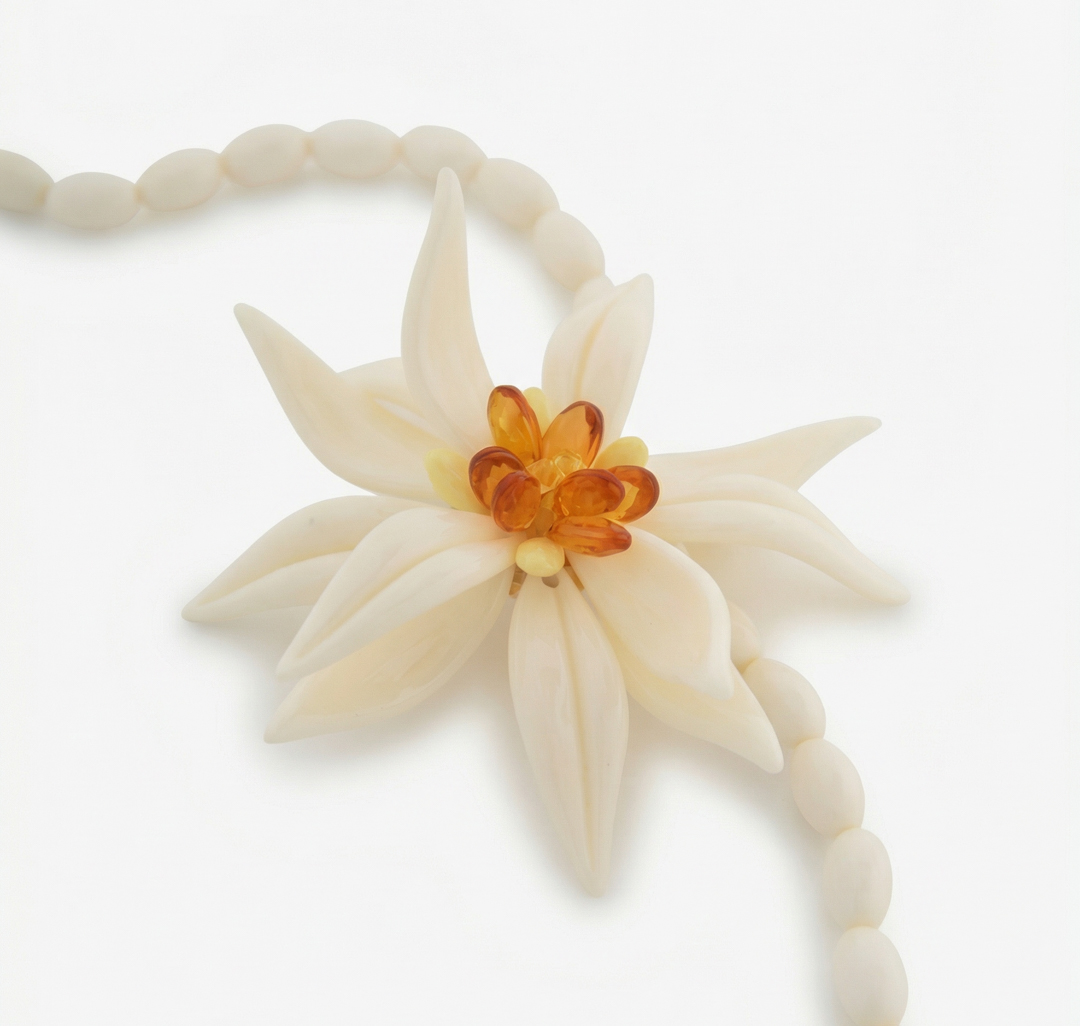 Колье Мармалато, цвет молочный-коричневый-прозрачный #4