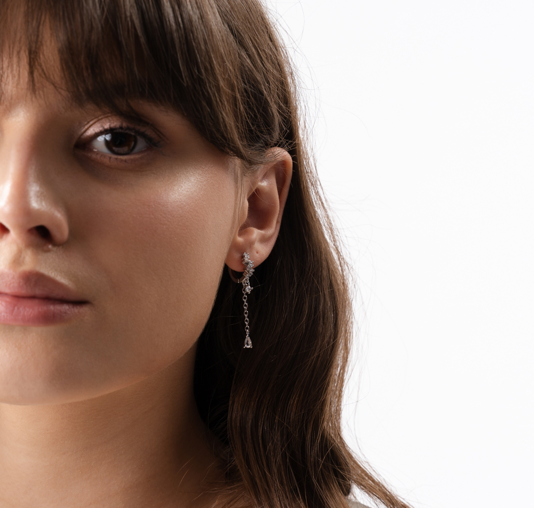 Серьги Мармалато, цвет Белое серебро-прозрачный #3